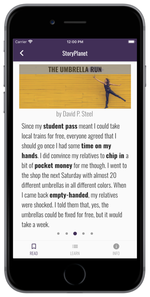 StoryPlanet English app reading mode