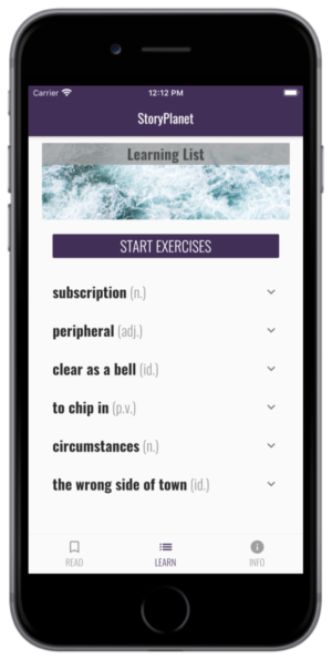 App StoryPlanet English Personal Lernliste aufbauen