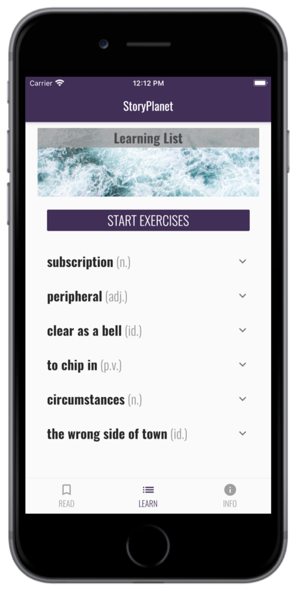 StoryPlanet English app personal learning list