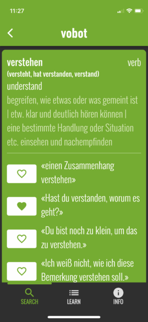 vobot German choose phrase screen
